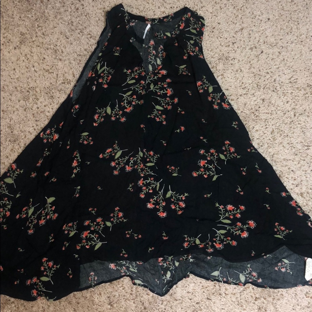 Free People Black Floral Tunic Dress